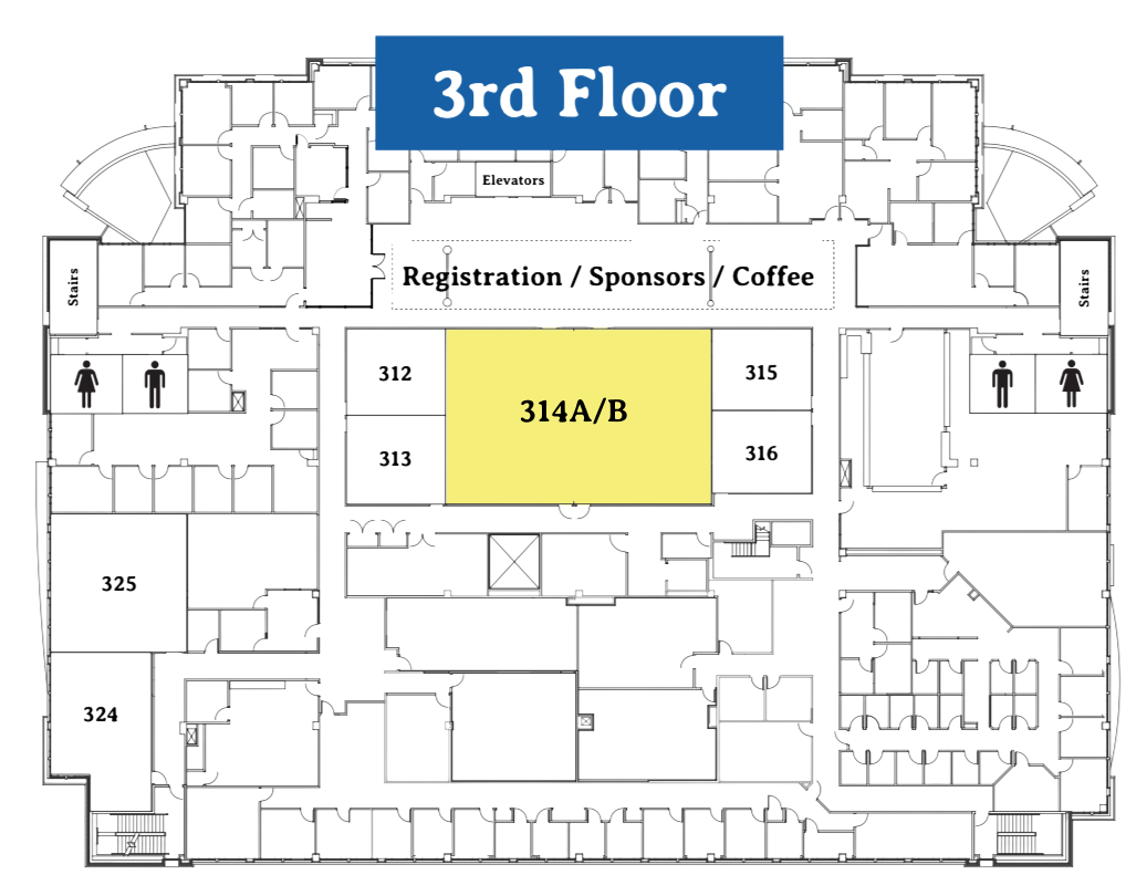 3rd Floor map with the location of Room 314AB highlighted